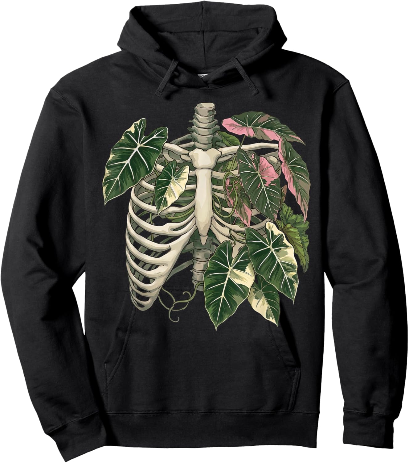 Skeleton Plant Body Funny Alocasia Plant Houseplant Lover Hoodie - Hoodie | Black