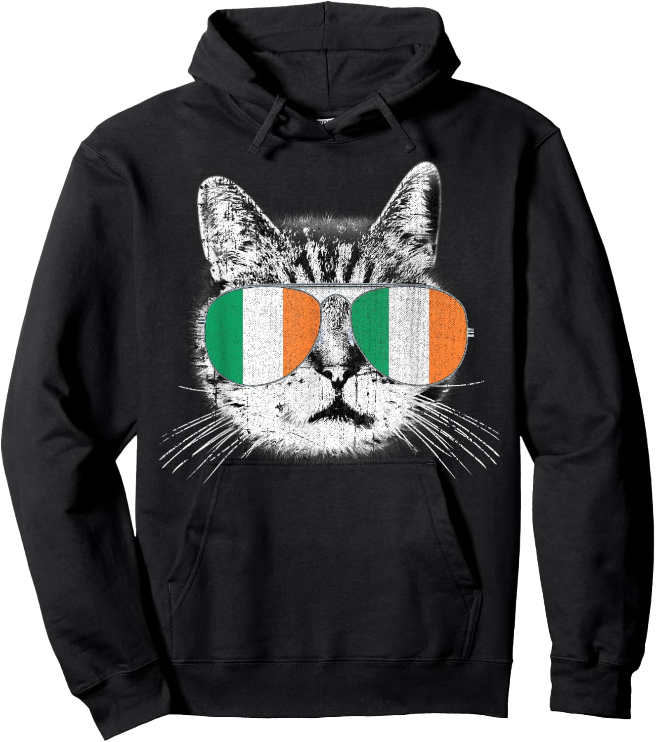 St. Patrick's Day T Shirt Cat Irish Flag Ireland Men Women Hoodie - Hoodie | Black