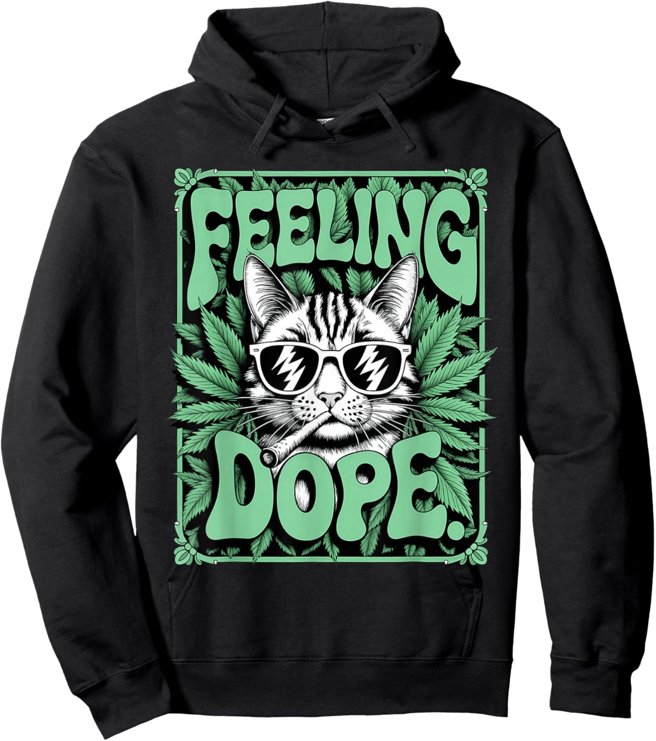 Feeling Dope Cat Smoking Weed High Cannabis 420 for Stoner Hoodie - Hoodie | Black