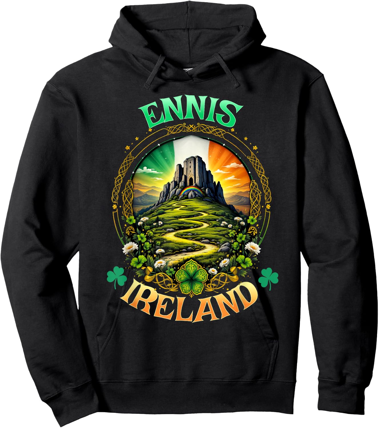 Ennis Ireland Travel Vacation Rock Of Cashel Souvenir Hoodie - Hoodie | Black