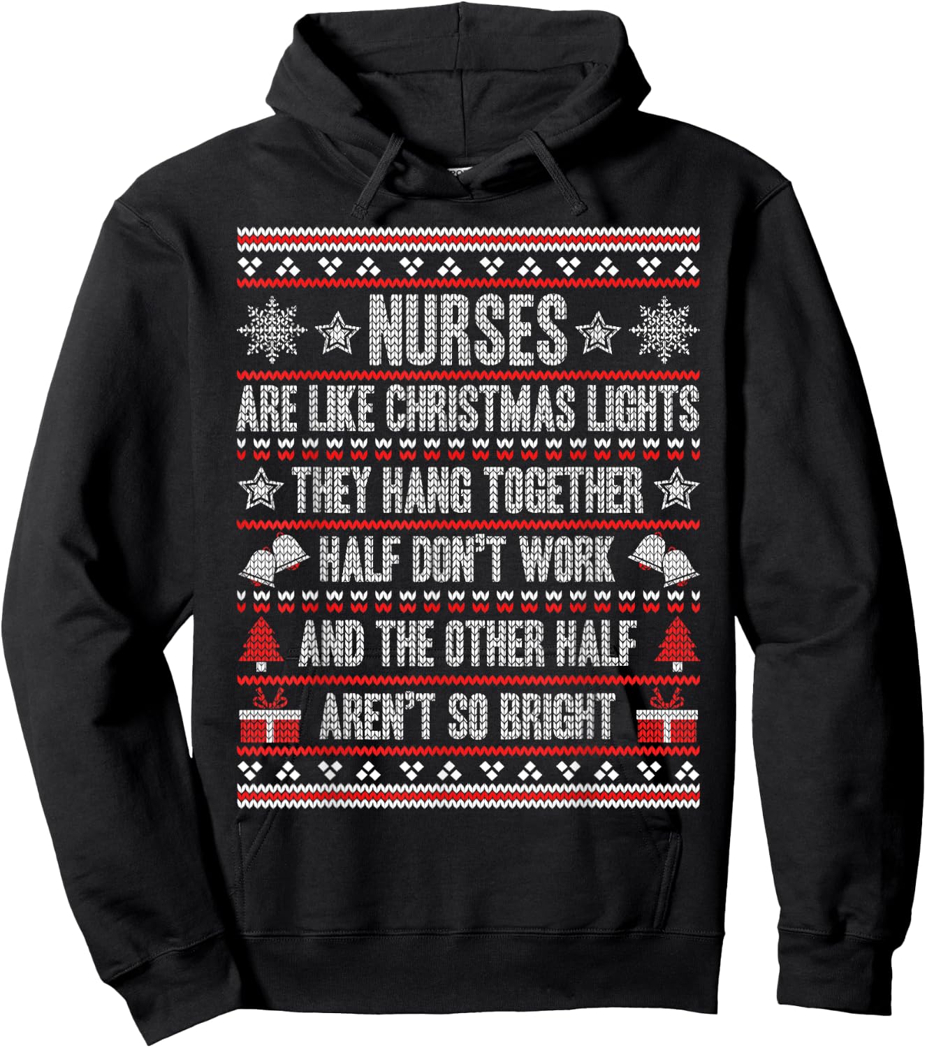 Nurses Ugly Christmas Funny Nursing Hoodie - Hoodie | Black