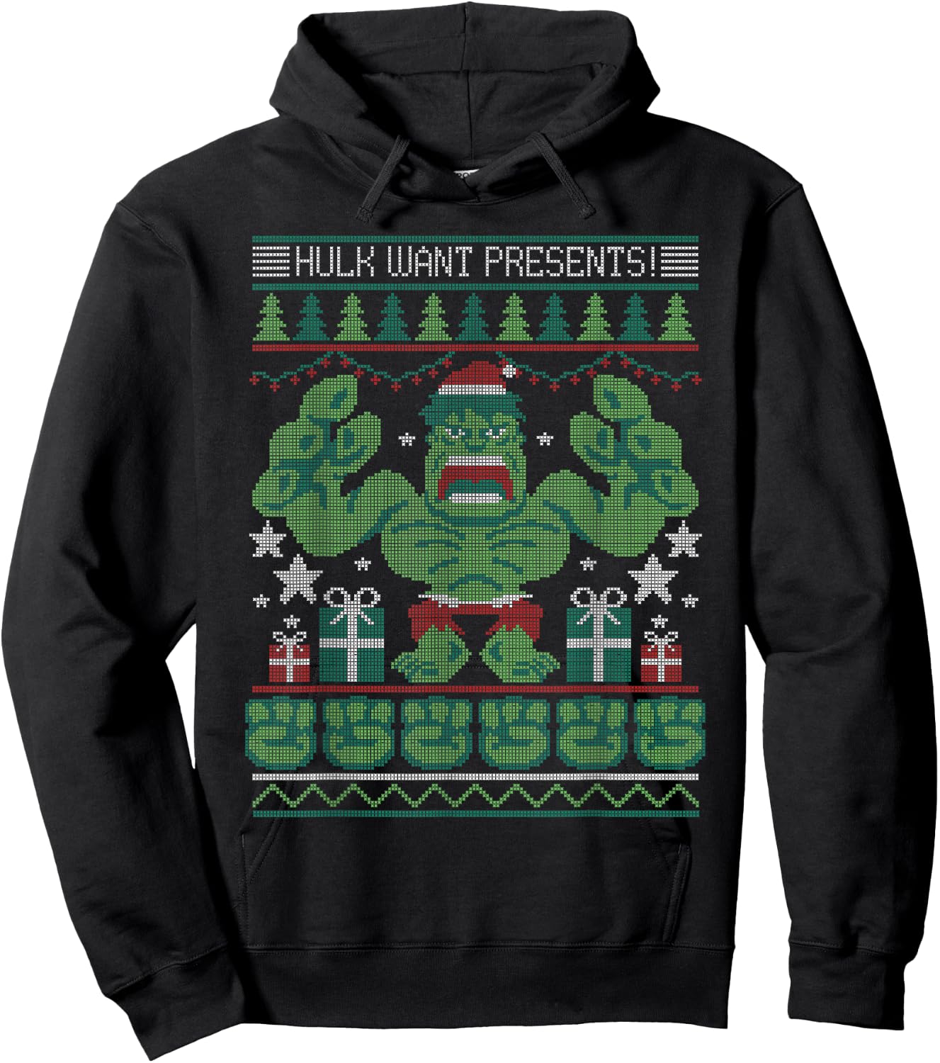 Marvel Hulk Wants Presents Holiday Sweater Hoodie - Hoodie | Black
