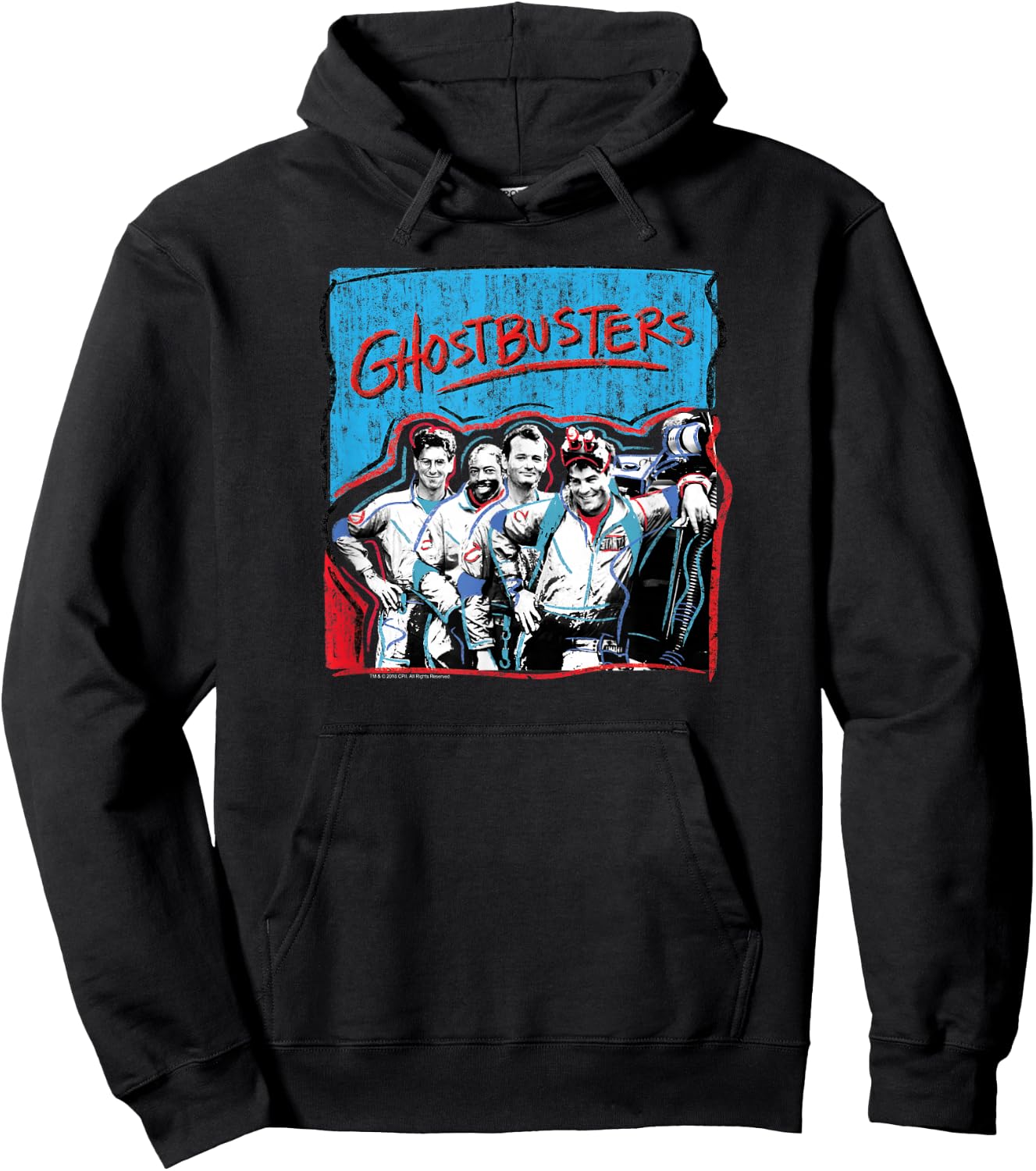 Ghostbusters Graffiti Blue & Red Cast Photo Retro Movie Hoodie - Hoodie | Black