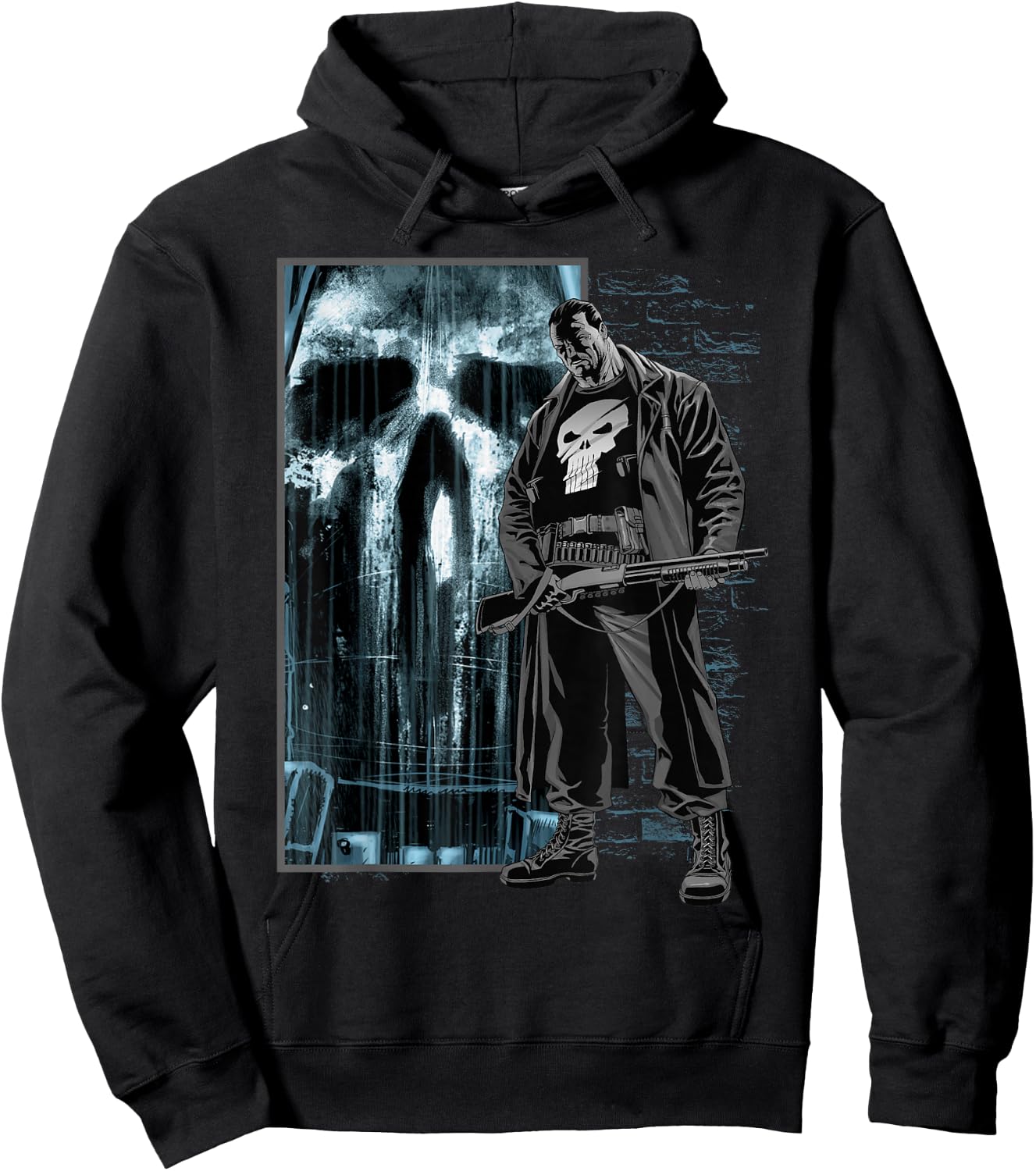 Marvel Comics Retro Classic The Punisher Bullet Storm Skull Hoodie - Hoodie | Black