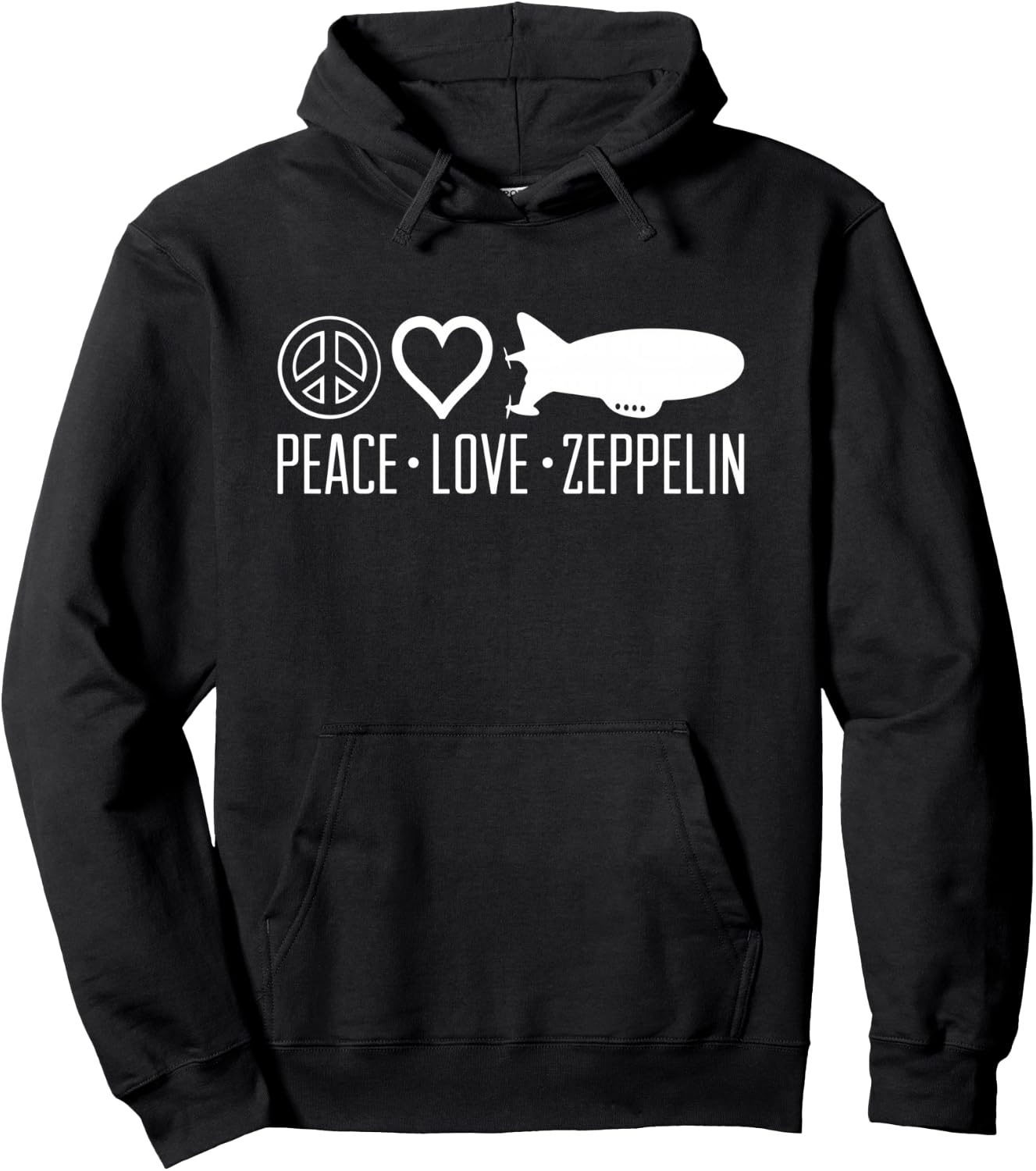 Peace Love Zeppelin Airship Retro Fans Hoodie - Hoodie | Black