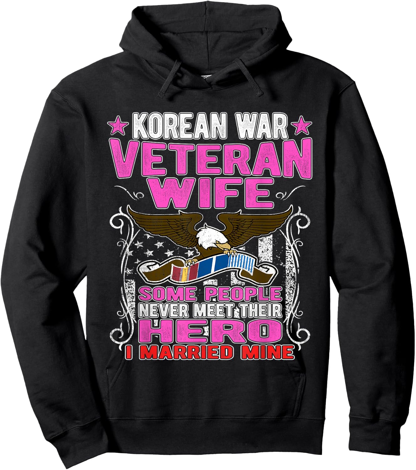 Proud Korean War Veteran Wife Military Veteran's Spouse Gift Hoodie - Hoodie | Black