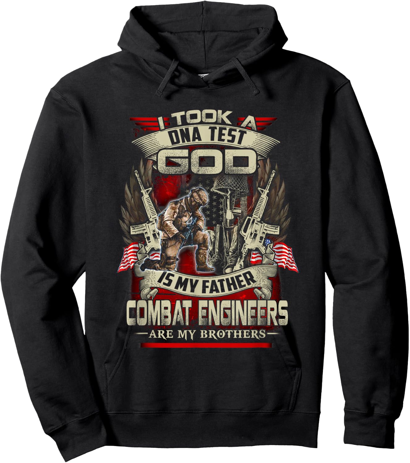 Combat Engineer , I Took A Dna Test God Is My Father Hoodie - Hoodie | Black