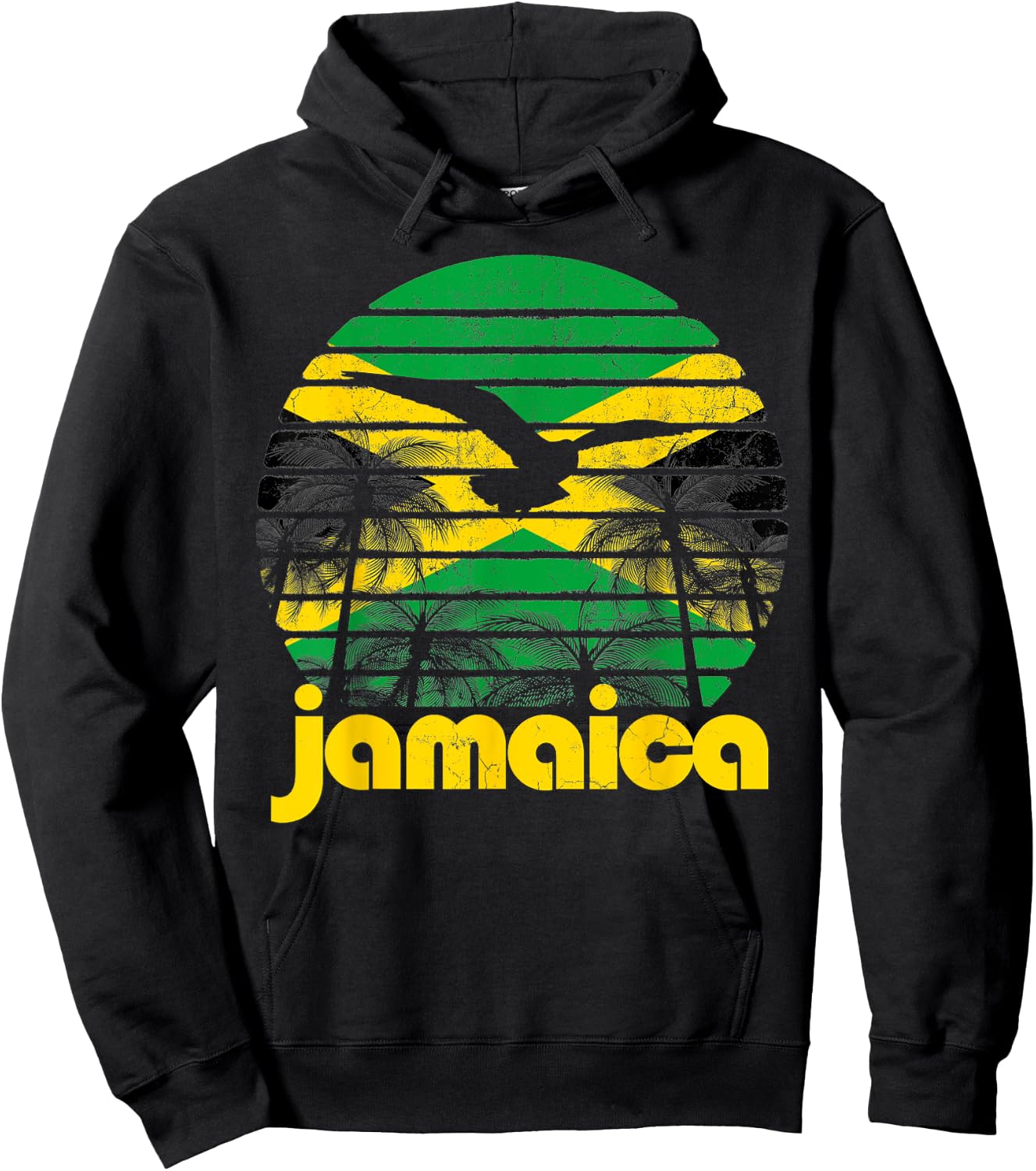 Retro Jamaica Flag Jamaican 70's 80's Men Women Gift Vintage Hoodie - Hoodie | Black