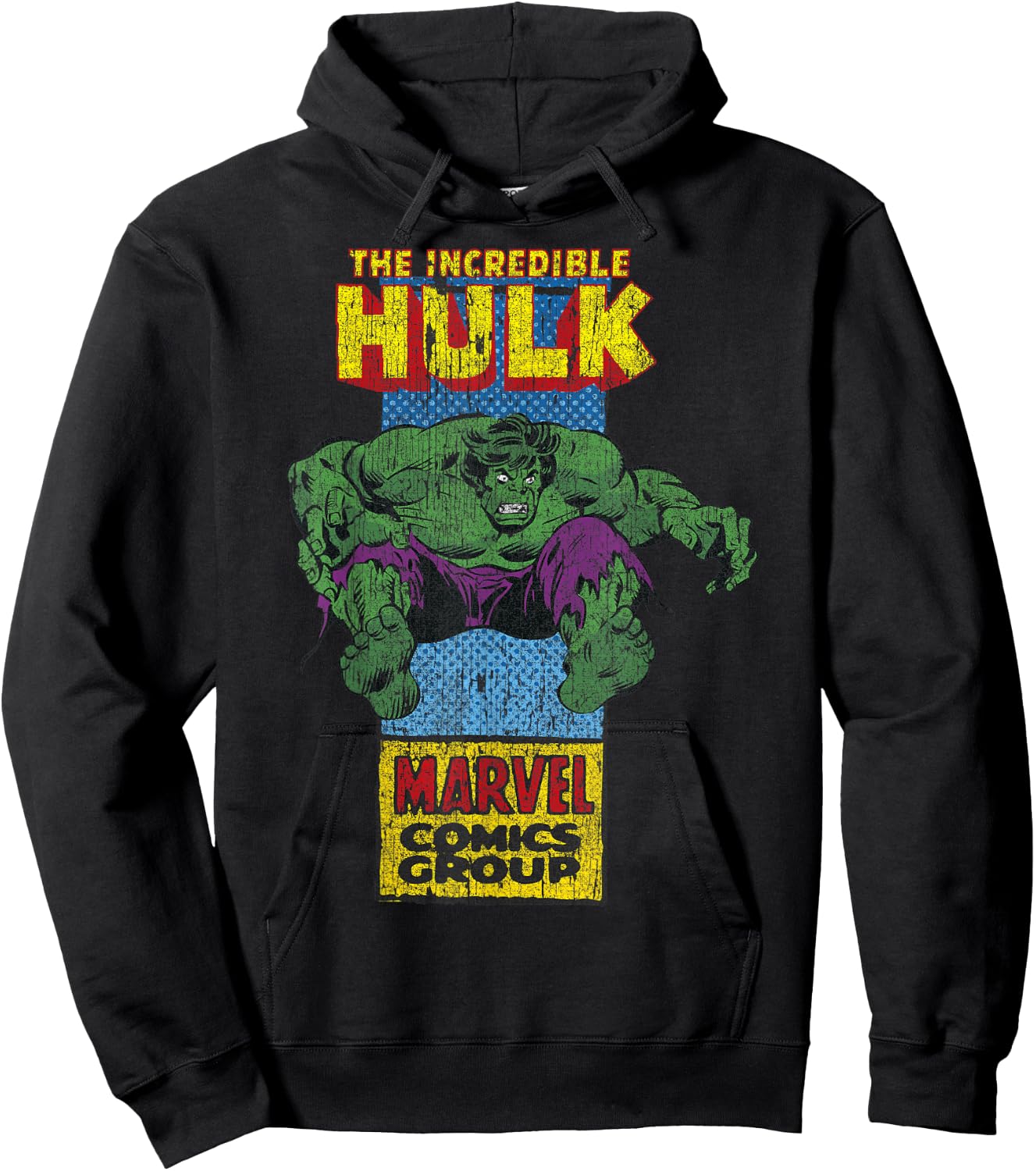Marvel The Incredible Hulk Retro Comic Side Panel Stamp Hoodie - Hoodie | Black