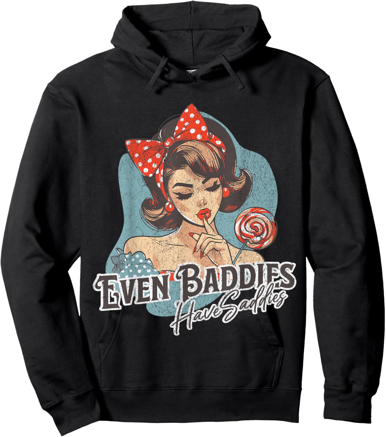 Even Baddies Get Saddies Retro Hoodie - Hoodie | Black