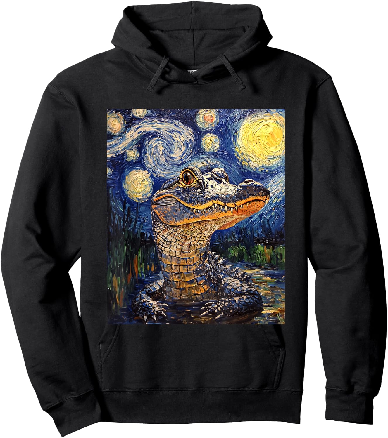 Alligator - Van Gogh Style - Starry Night Hoodie - Hoodie | Black