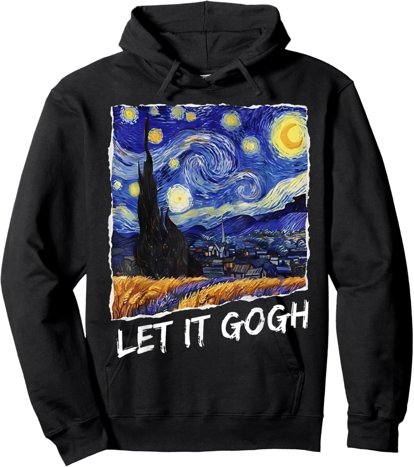 Let it Gogh Funny Vincent Van Gogh Starry Night Design Hoodie - Hoodie | Black