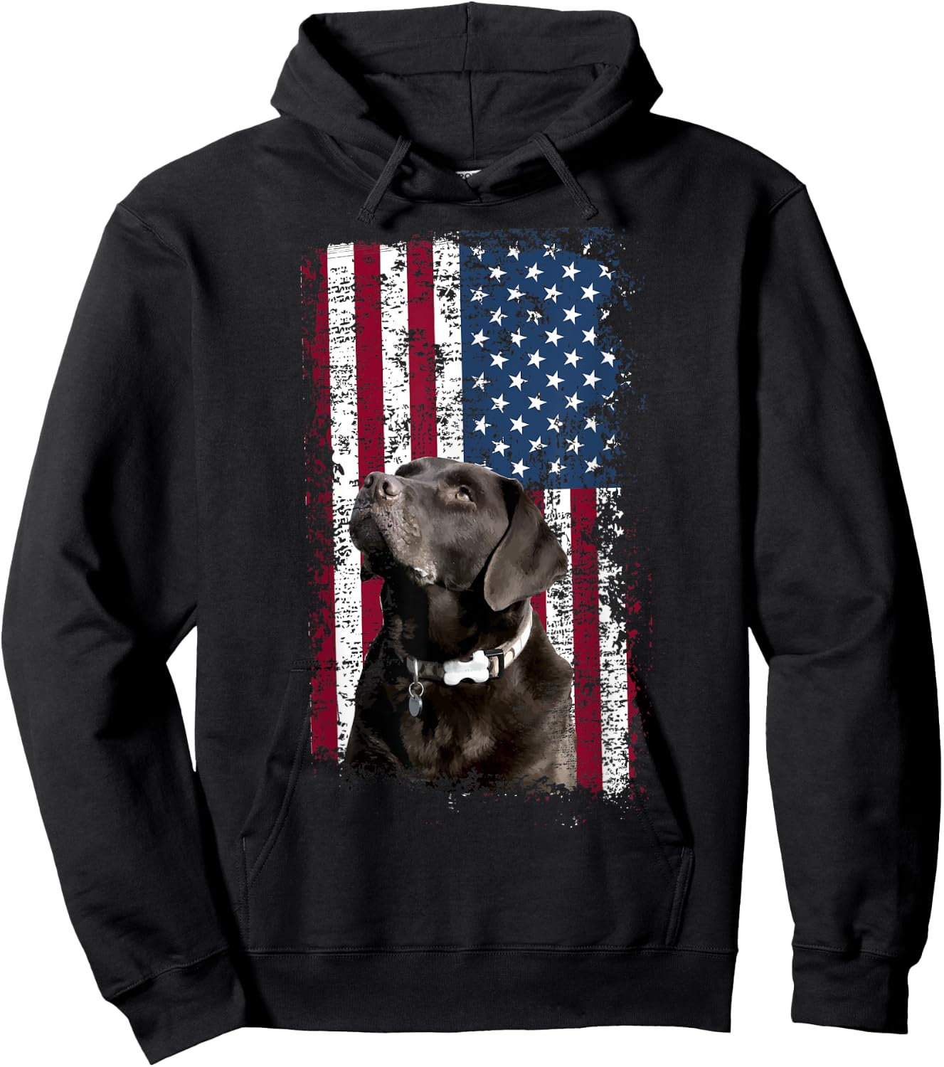 Patriotic USA Flag Black Labrador for Lab Owners Hoodie - Hoodie | Black