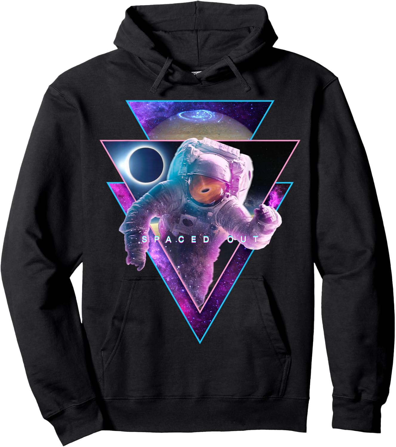 Astronaut Spaced Out - Aesthetic Vaporwave Eclipse Space Art Hoodie - Hoodie | Black