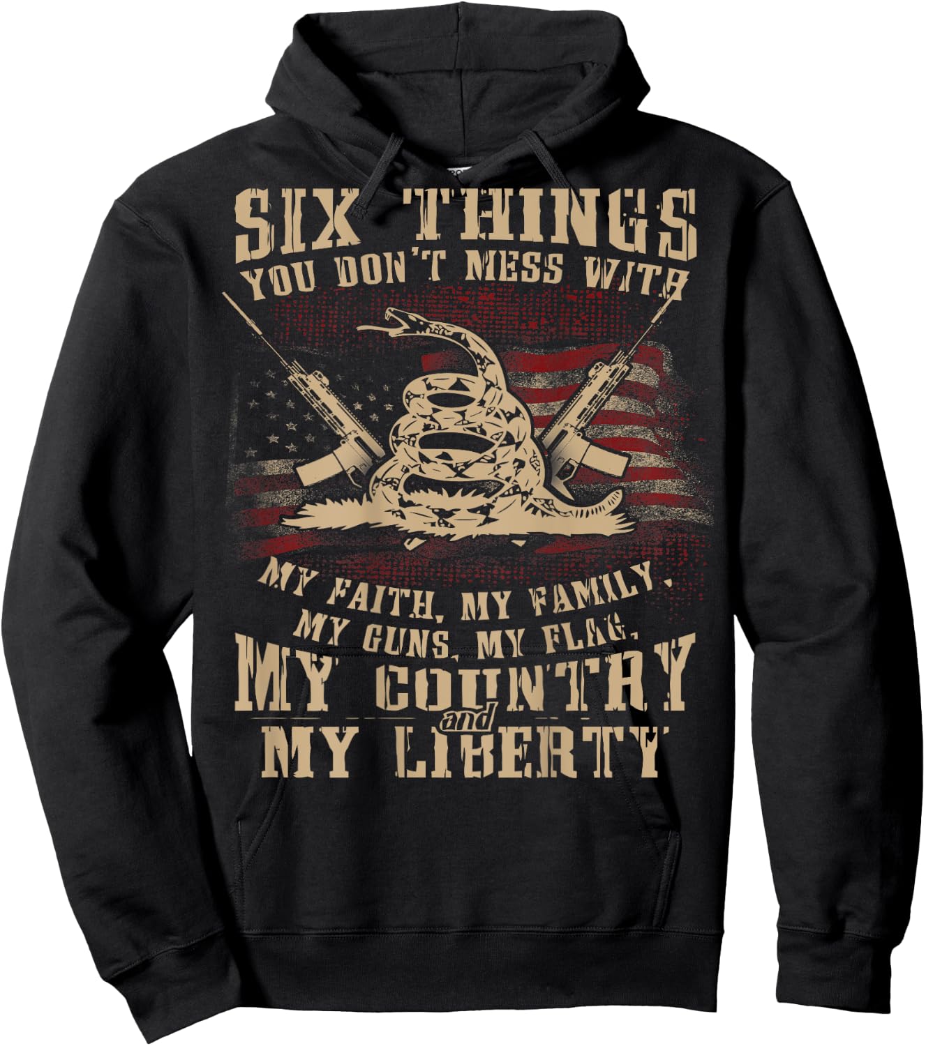 Faith Family Guns Flag Country and Liberty Backprint Hoodie - Hoodie | Black