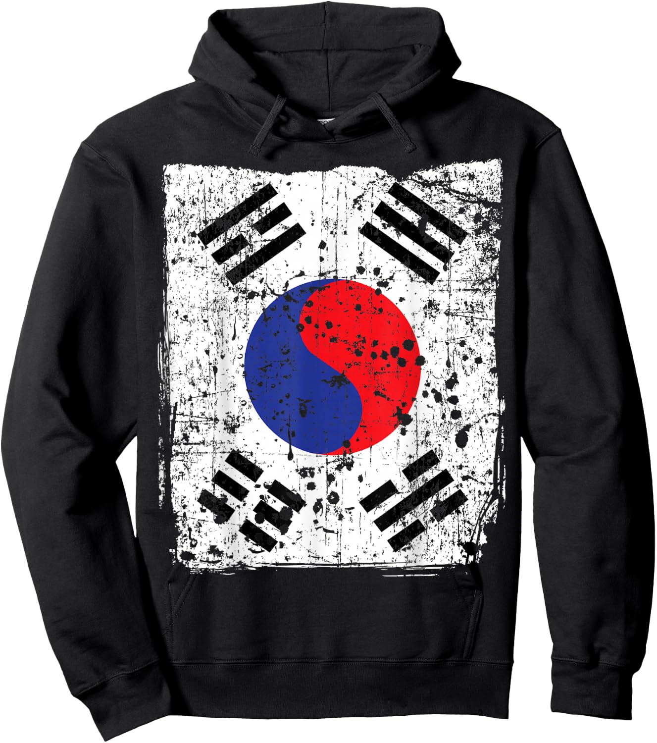 Faded Korean Flag, Distressed Flag of Korea Hoodie - Hoodie | Black