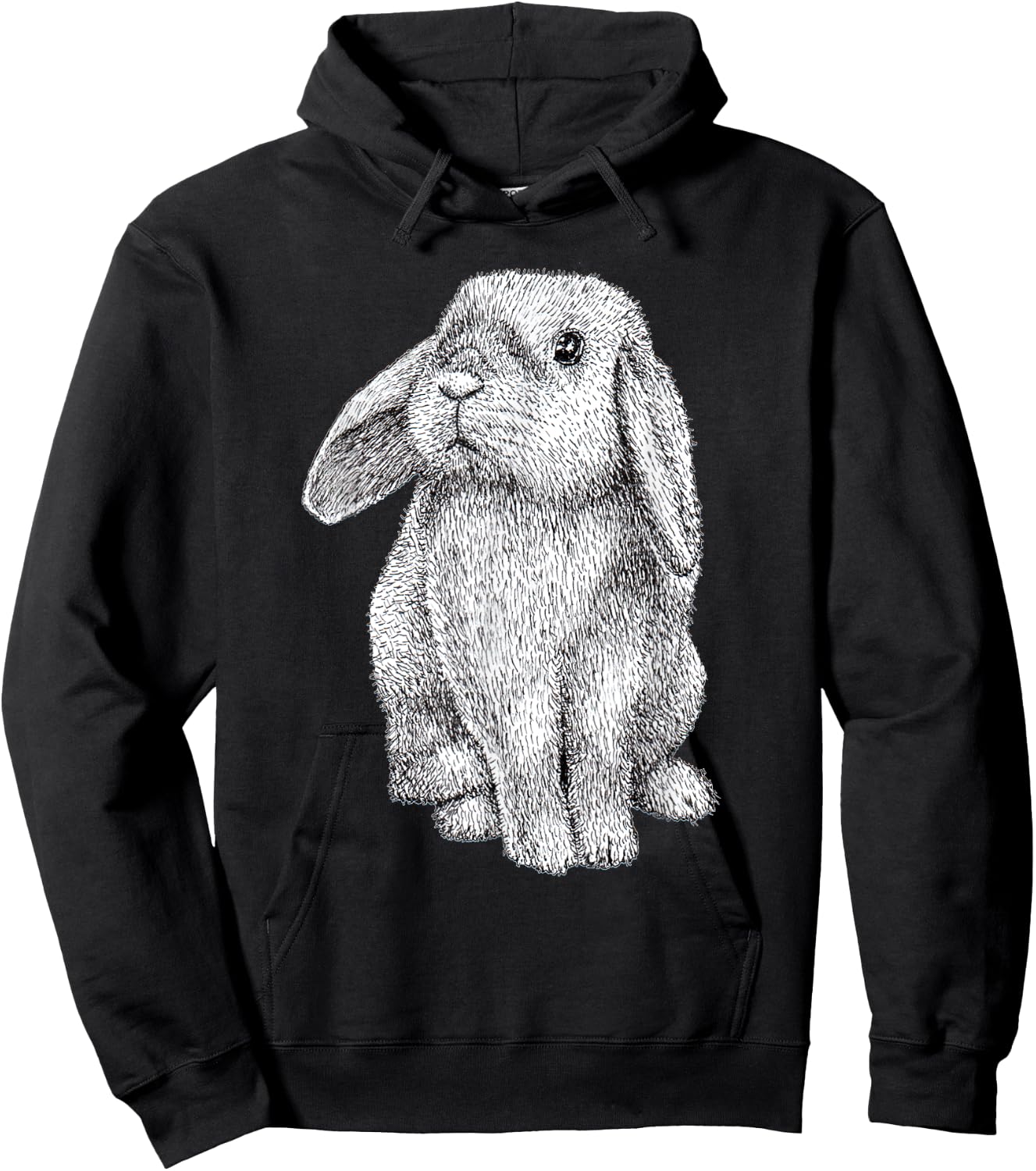 Lop Eared Bunny Rabbit Cute Hoodie - Hoodie | Black