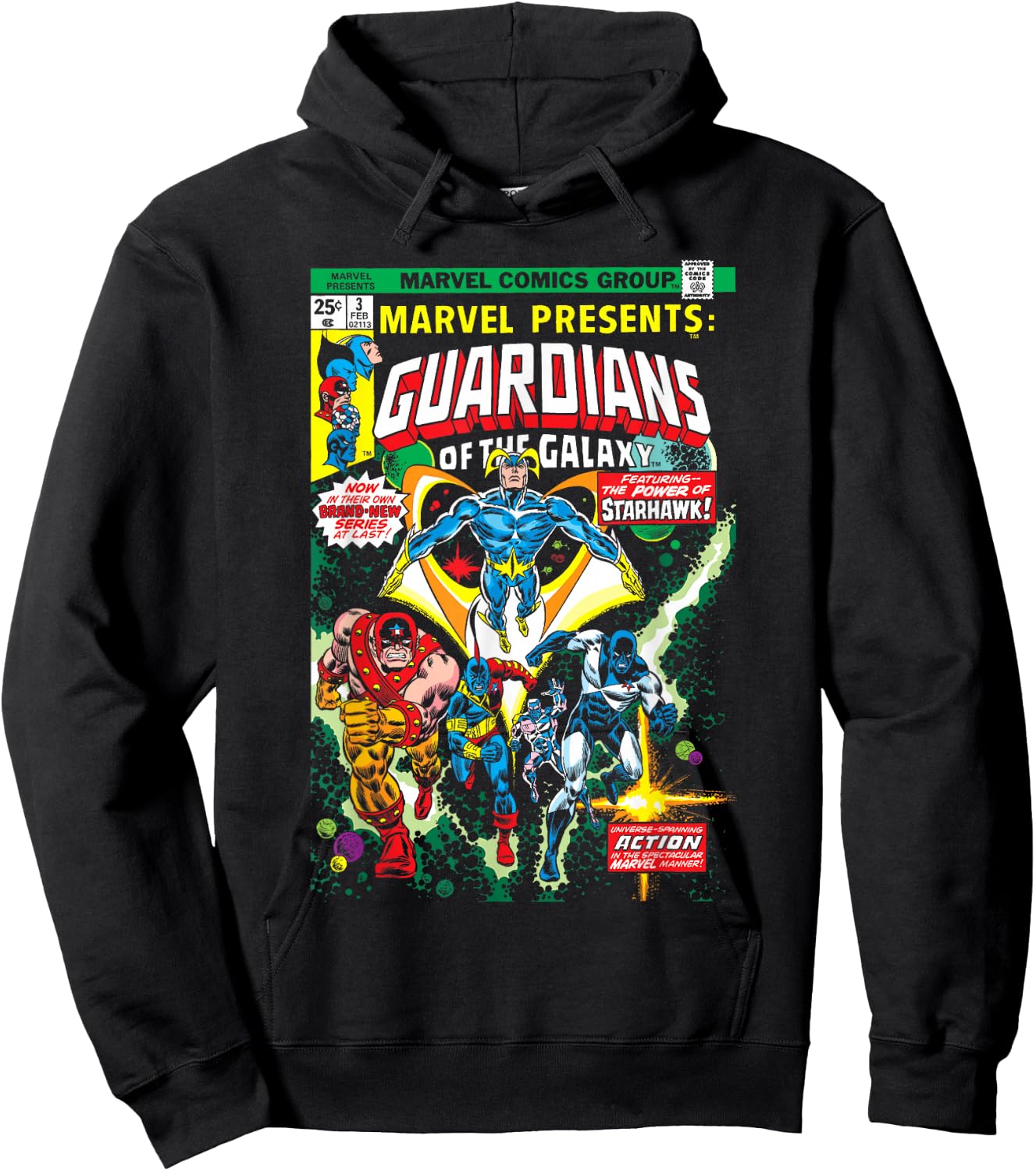 Marvel Guardians of The Galaxy Retro Comic Cover Hoodie - Hoodie | Black