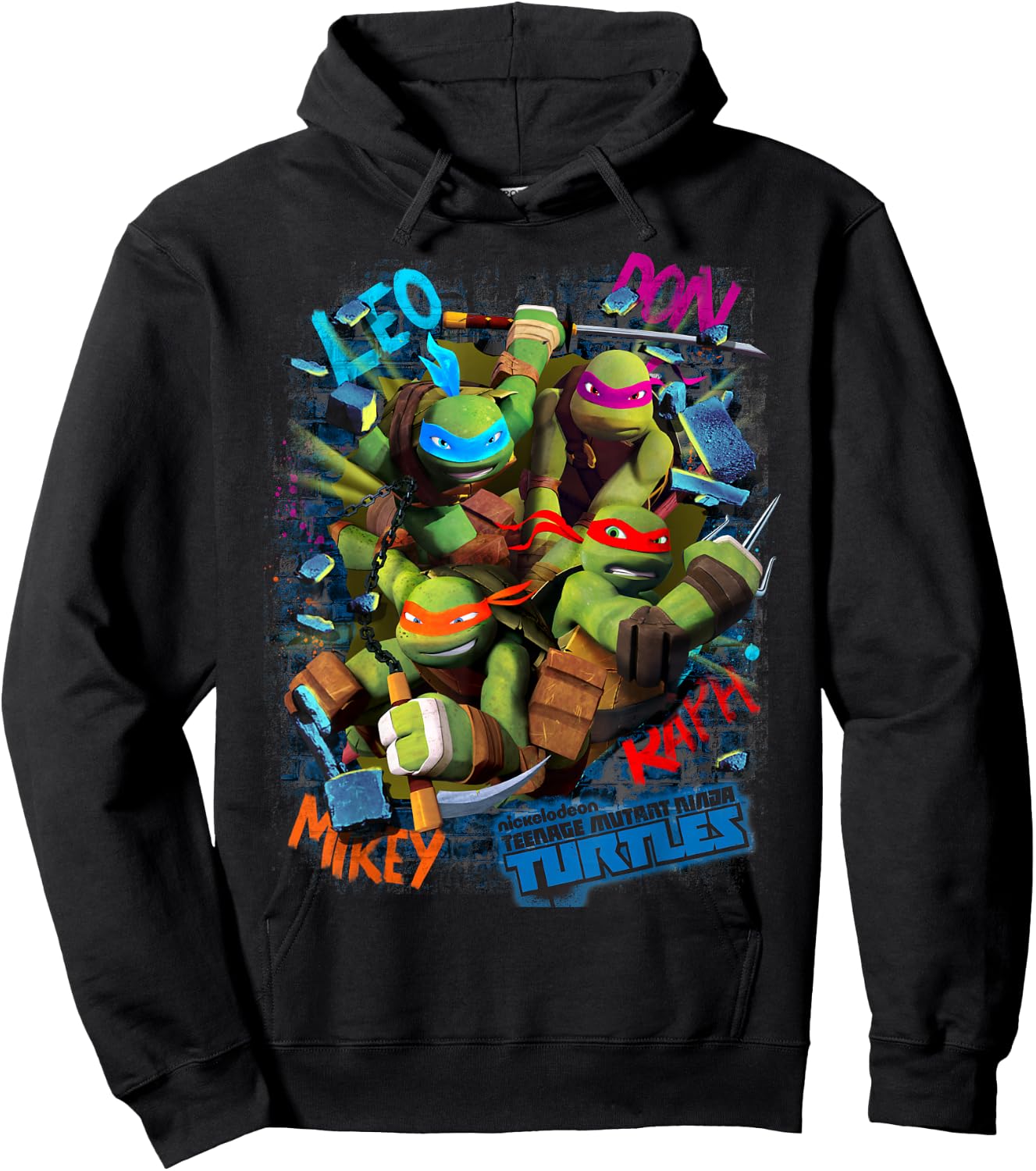 Teenage Mutant Ninja Turtles Graffiti Style Graphic Hoodie - Hoodie | Black