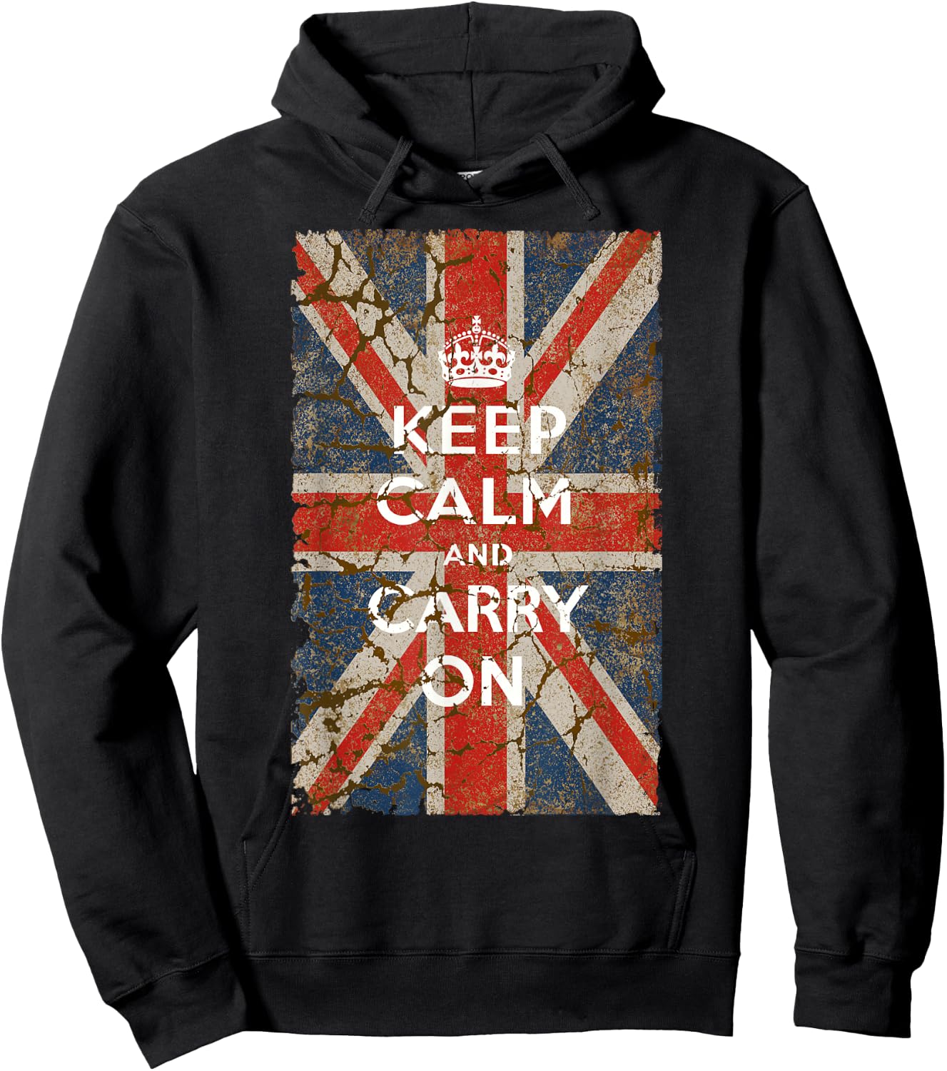 Keep Calm and Carry On with UK Flag Hoodie - Hoodie | Black