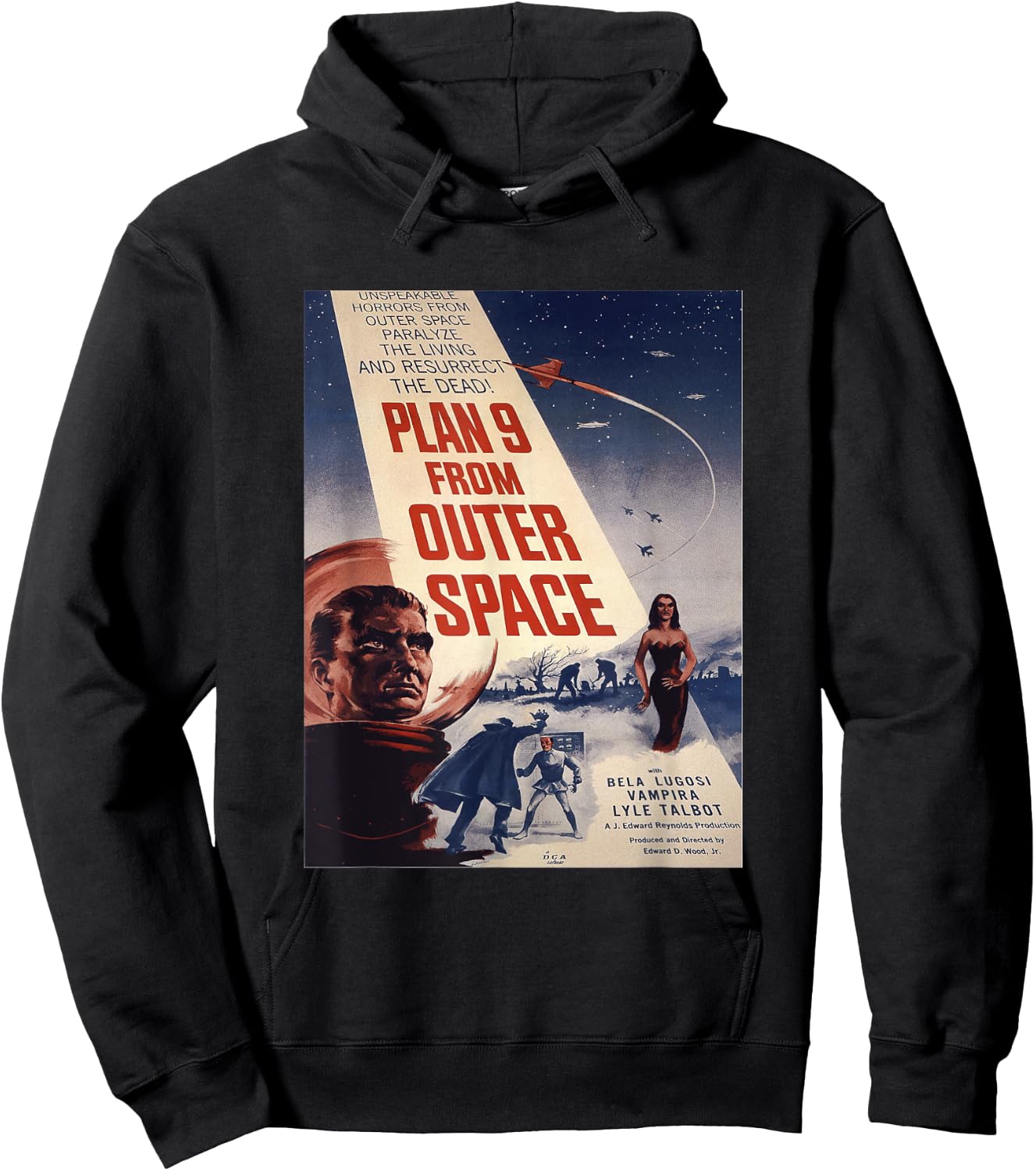 PLAN 9 FROM OUTER SPACE Sci-fi Sience Vintage Poster B Movie Hoodie - Hoodie | Black