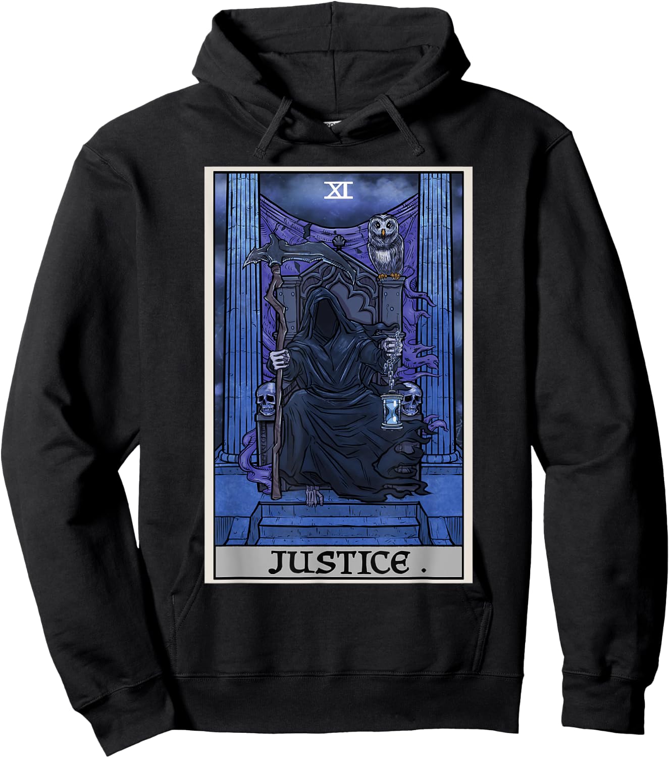 Justice Tarot Card Grim Reaper Halloween Gothic Witch Horror Hoodie - Hoodie | Black
