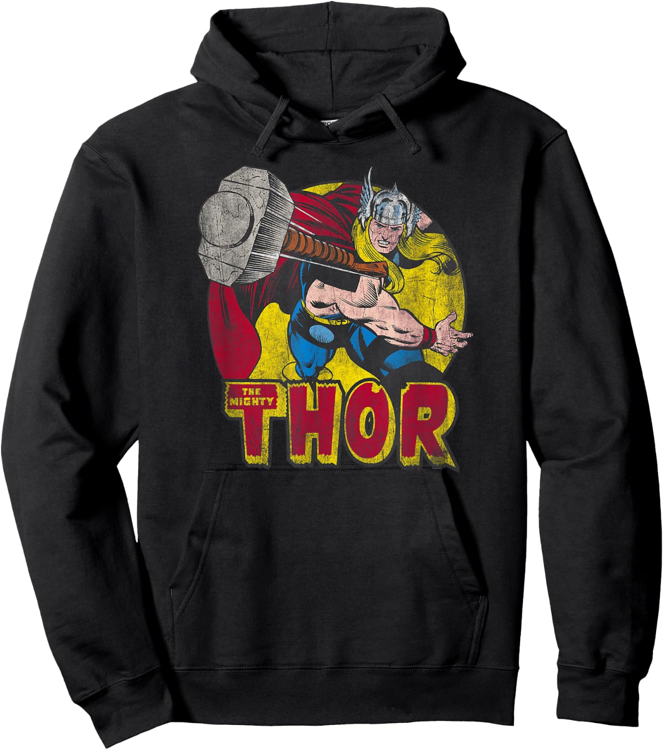 Marvel Mighty Thor Hammer Throw Vintage Graphic C1 Hoodie - Hoodie | Black