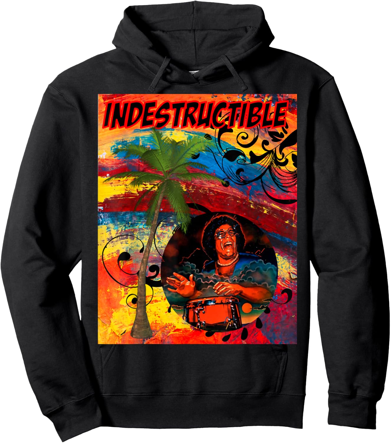 Fania All Stars, Retro Indestructible Conga Player T Shirt Hoodie - Hoodie | Black