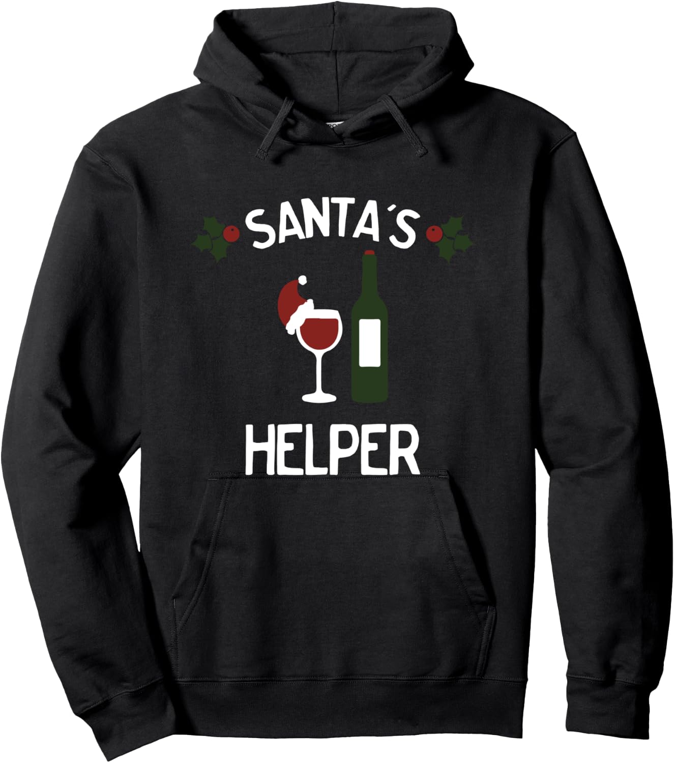 Funny Santa's Helper Christmas for Wine Lovers Hoodie - Hoodie | Black