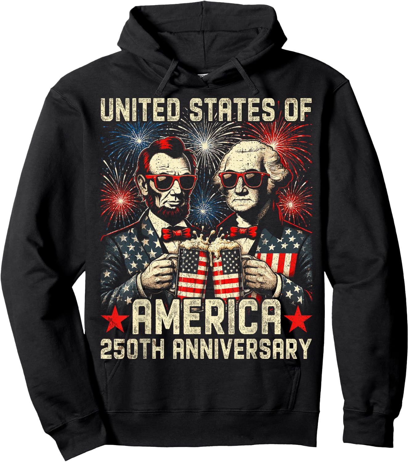 George Washington Lincoln Drinking Beer Abe Lincoln 250th Hoodie - Hoodie | Black