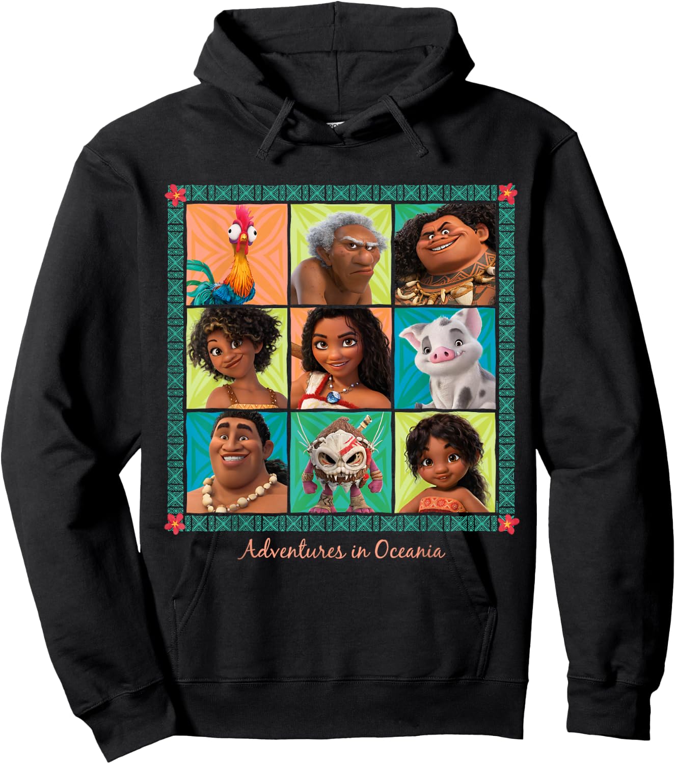 Disney Moana 2 Hero Character Grid Adventures in Oceania Hoodie - Hoodie | Black
