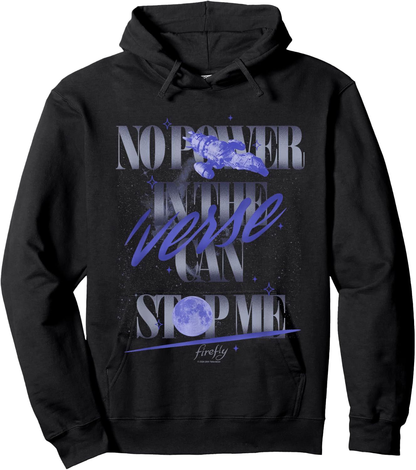 Firefly No Power In The Verse Can Stop Me Retro Text Logo Hoodie - Hoodie | Black