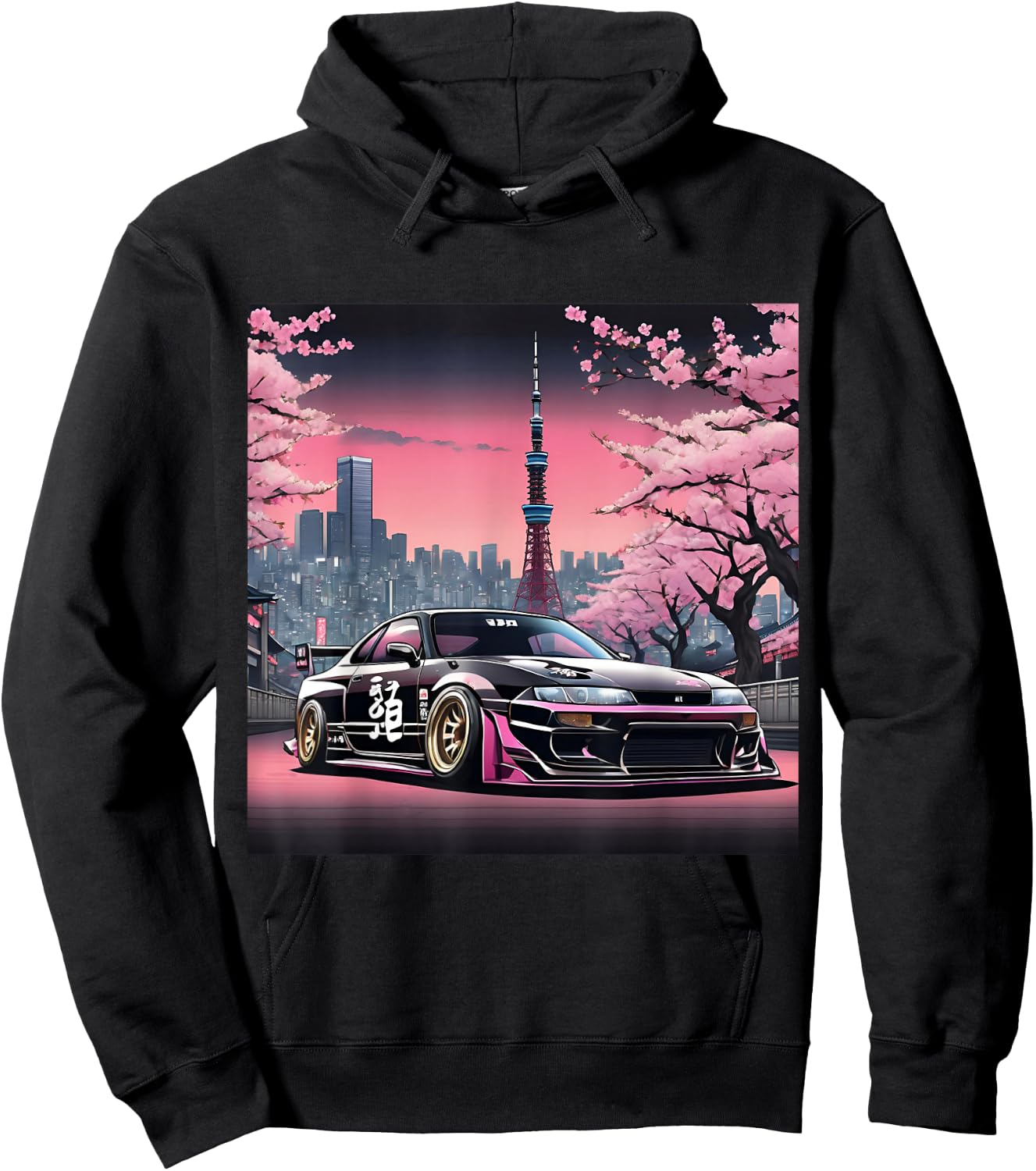 Vintage JDM Legend Drift Racing Car Tokyo At Night Art Hoodie - Hoodie | Black