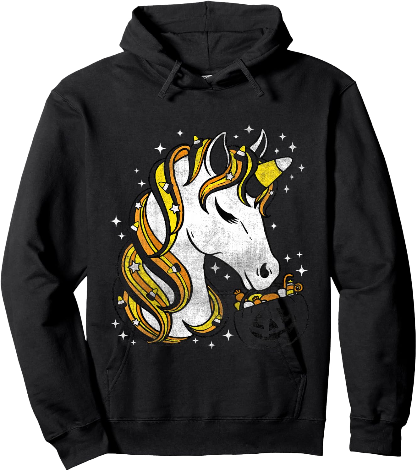 Kids Cute Candy Corn Unicorn Halloween Hoodie - Hoodie | Black