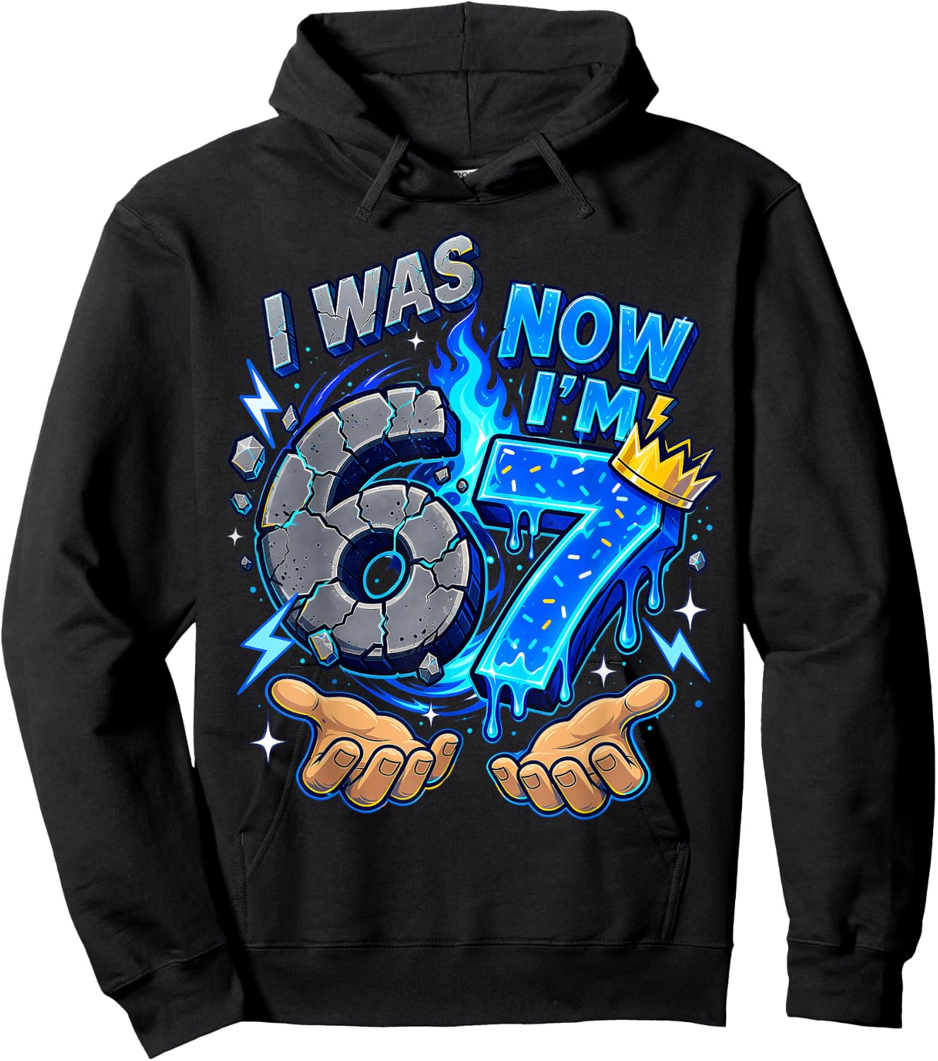 I was 6 Now I'm 7 Year Old 7th Birthday 6 7 Boys Kids Hoodie - Hoodie | Black