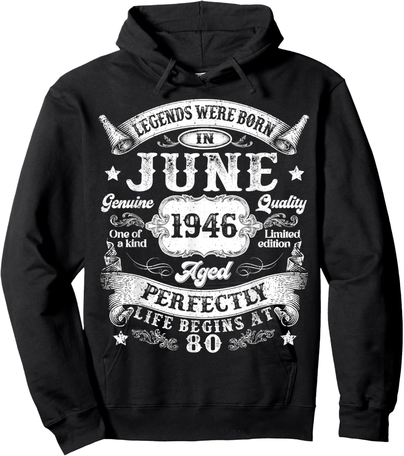 Vintage Legends were Born in June 1946 80th Birthday Men Dad Hoodie - Hoodie | Black