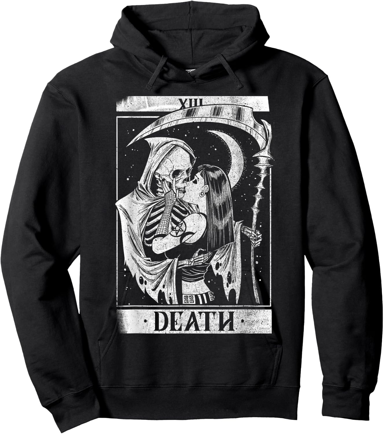 Blackcraft Vintage Death The Reaper Kiss Tarot Card Hoodie - Hoodie | Black