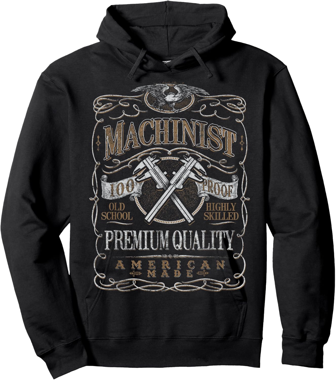 Machinist Patriotic American 100 Proof Gift Hoodie - Hoodie | Black
