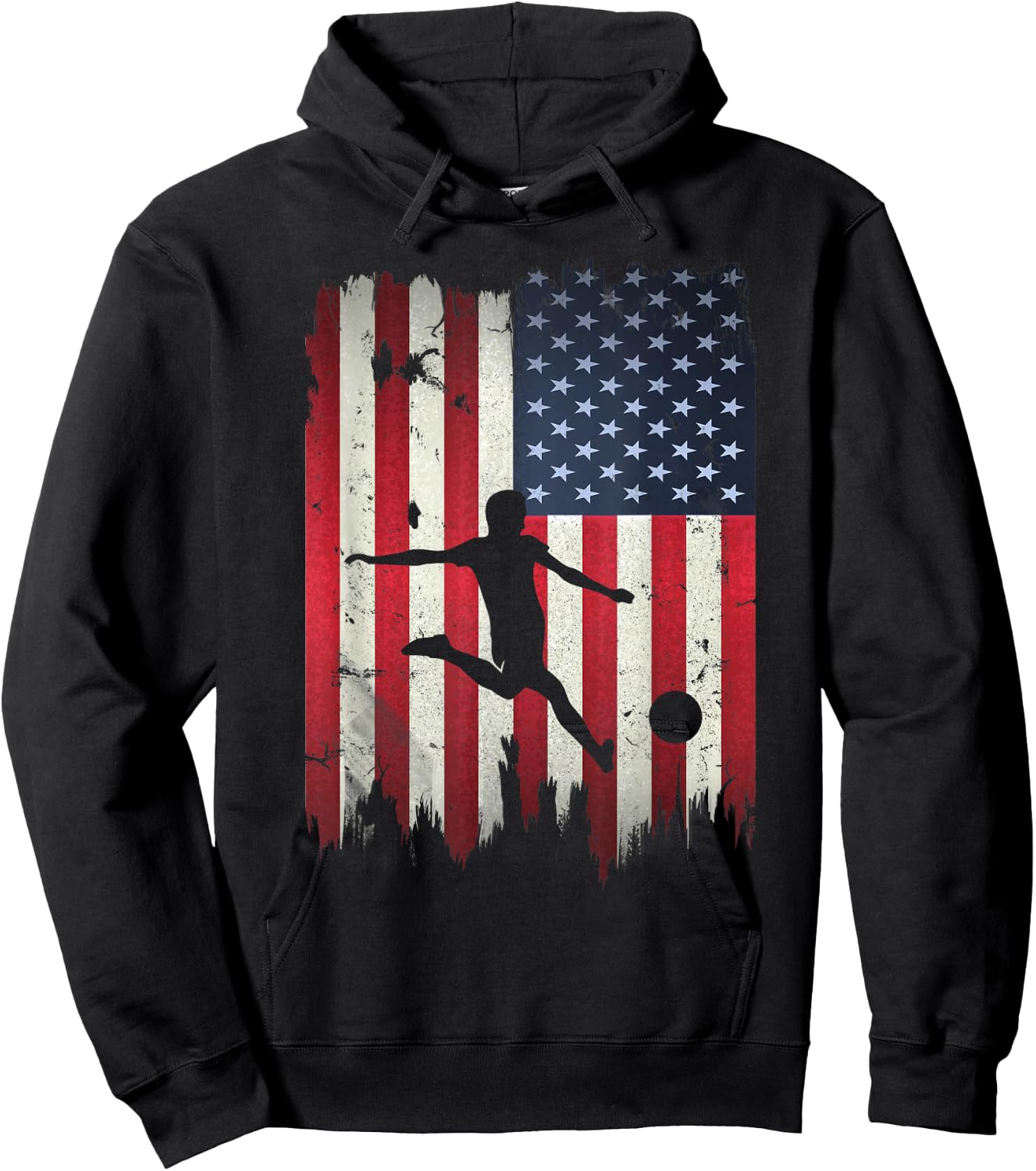 Soccer USA American Flag 4th of July Patriotic Sports Hoodie - Hoodie | Black
