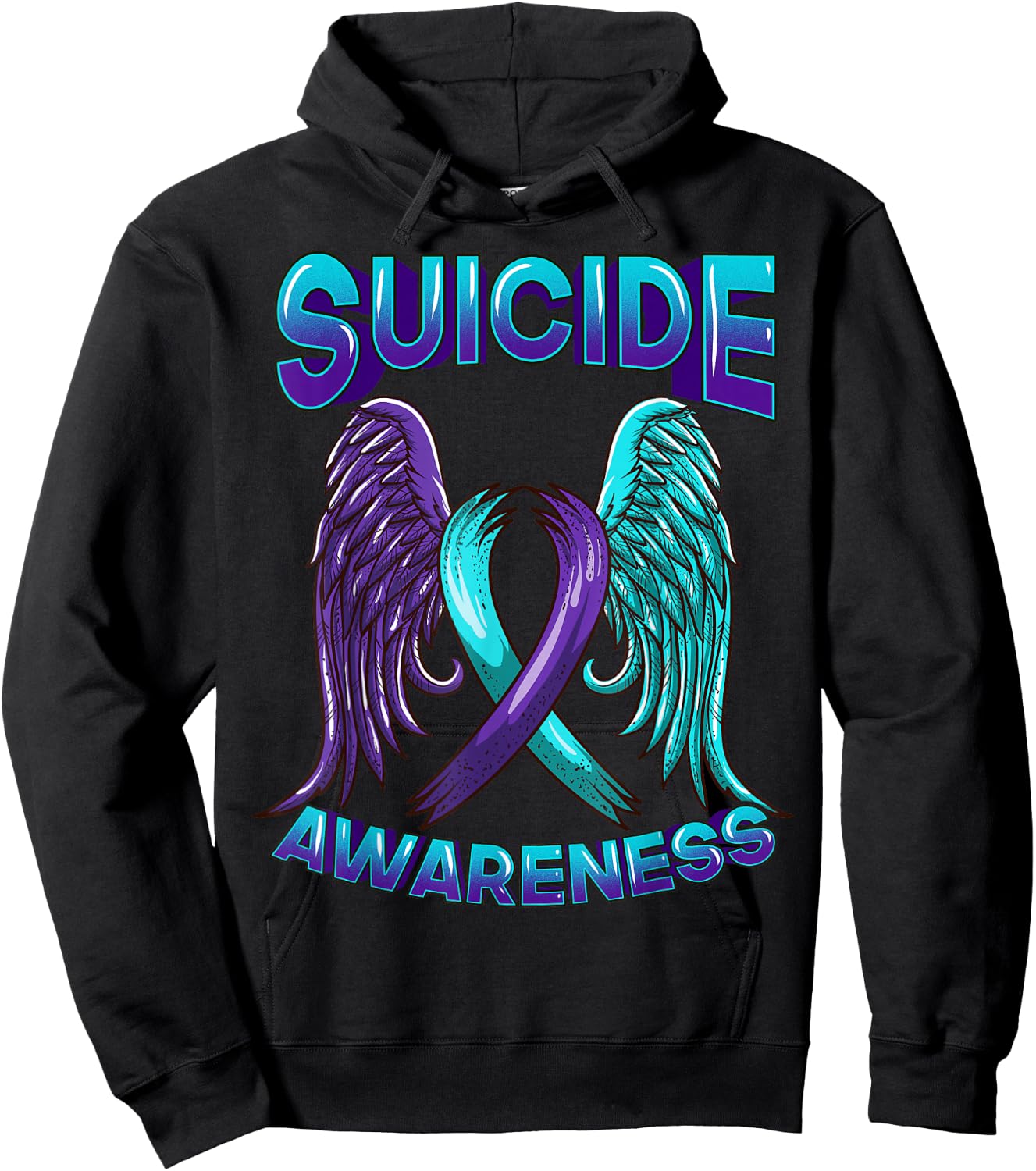 Suicide Awareness Ribbon With Wings Suicide Survivor Hoodie - Hoodie | Black