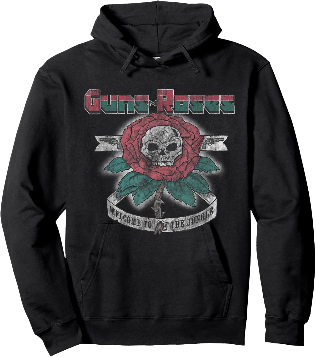 Guns N' Roses Official 1987 Welcome to The Jungle Small Hoodie - Hoodie | Black