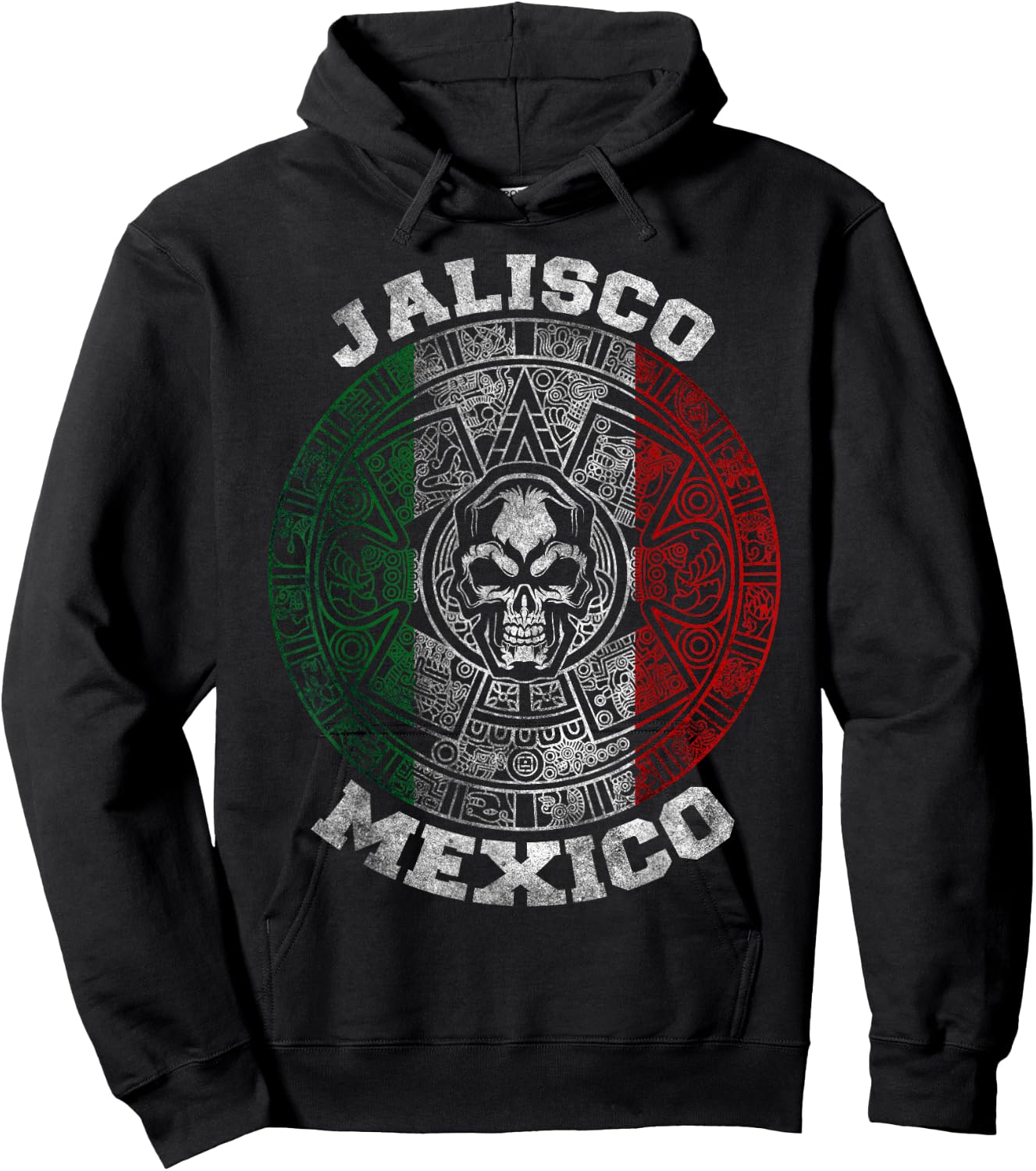 Jalisco Aztec Mayan Calendar Skull. Mexican Pride Symbol Hoodie - Hoodie | Black