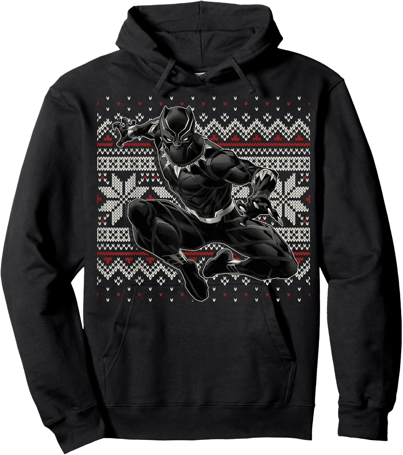 Marvel Black Panther Crouch Ugly Christmas Sweater Hoodie - Hoodie | Black