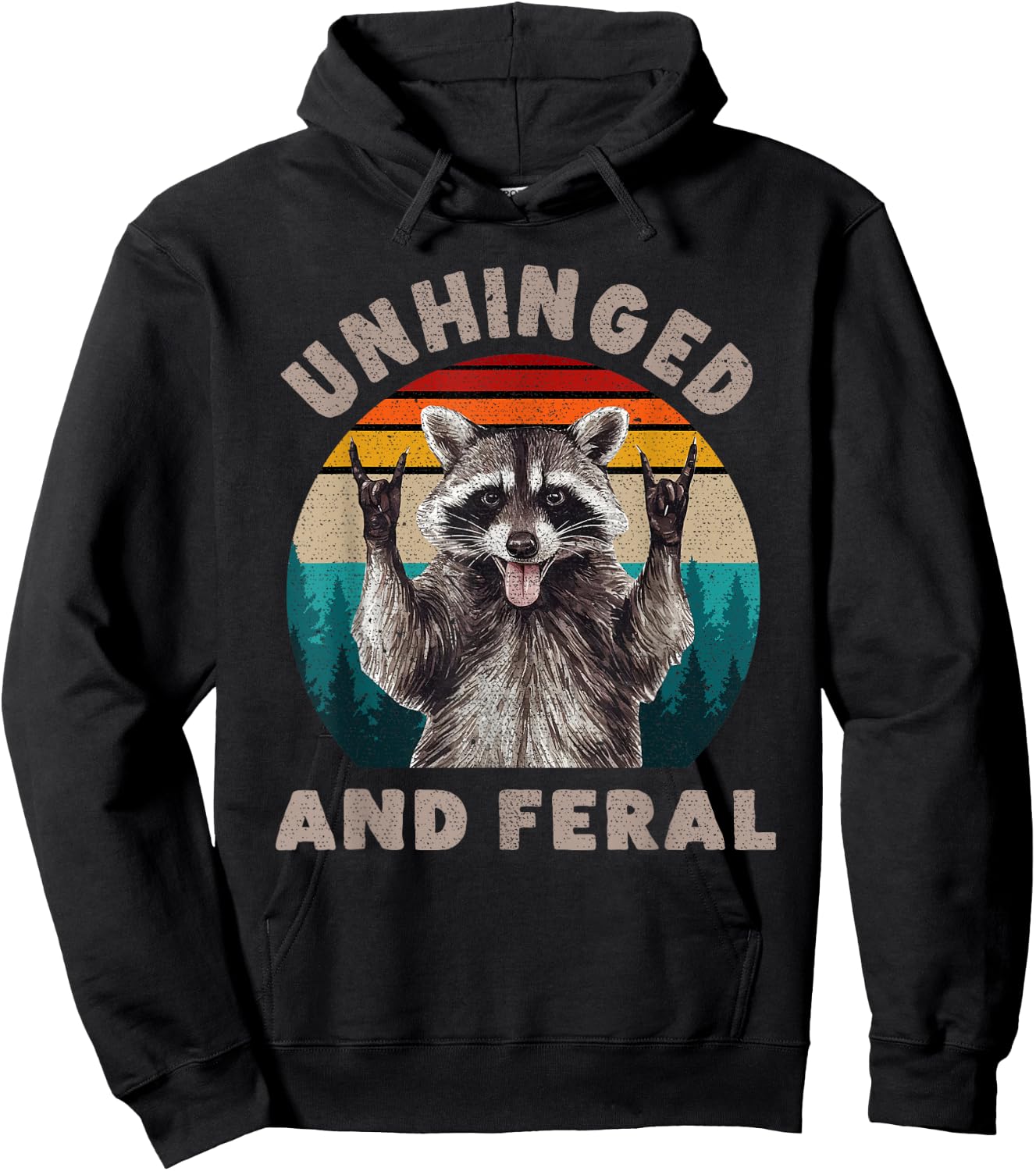 Unhinged and Feral Raccoon Cute Feral Girl Racoon Lover Hoodie - Hoodie | Black