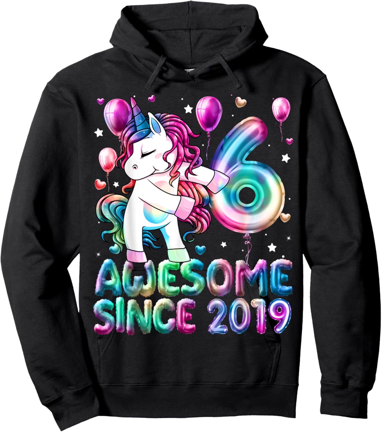 Flossing Unicorn 6 Year Old 6th Birthday Girl Unicorn Party Hoodie - Hoodie | Black