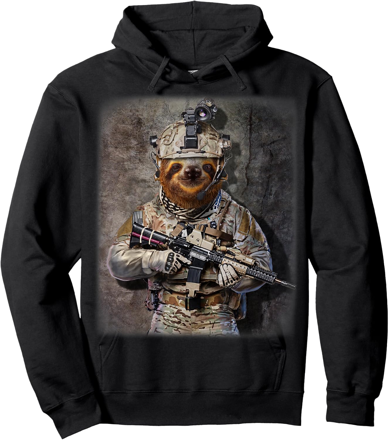 Giant Sloth as Army Commando in Full Tactical Gear Hoodie - Hoodie | Black