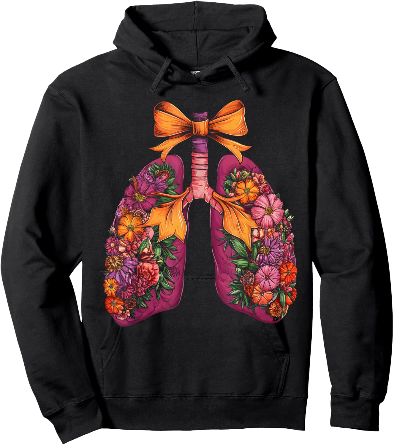 Lungs Flower Halloween Respiratory Therapist bow coquette Hoodie - Hoodie | Black