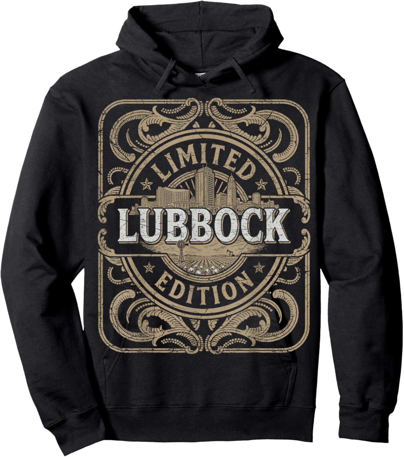 Lubbock Vintage Lubbock Texas Retro Lubbock Skyline Hoodie - Hoodie | Black