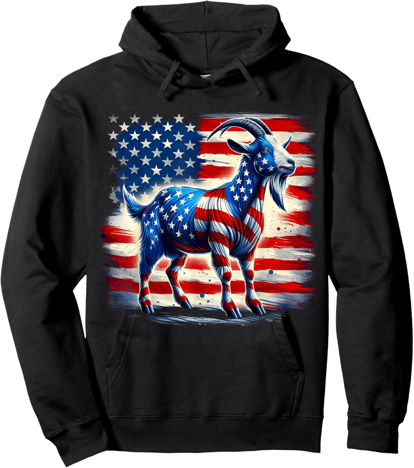 Goat 4th of July American Flag Patriotic Goat Usa Hoodie - Hoodie | Black