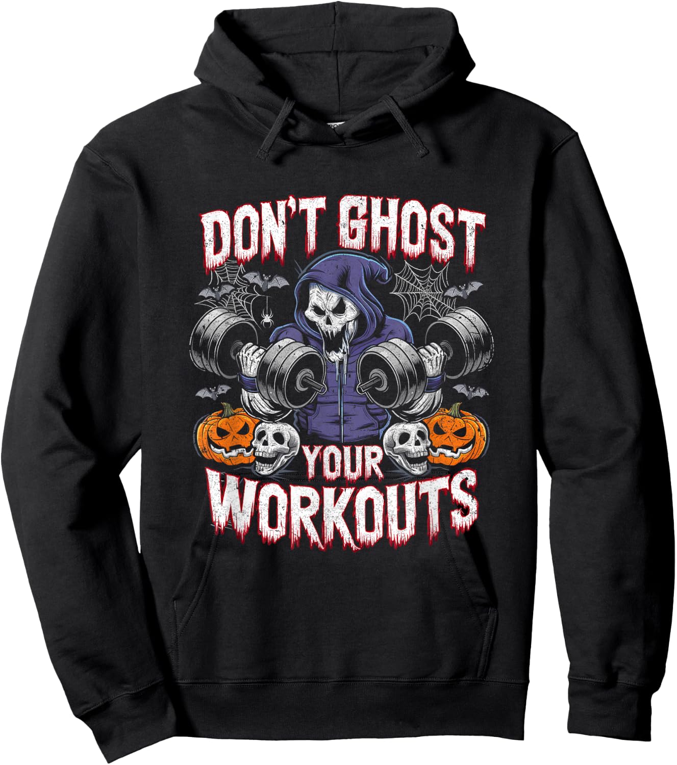 Halloween Gym Don't Ghost Your Workouts Halloween Workout Hoodie - Hoodie | Black